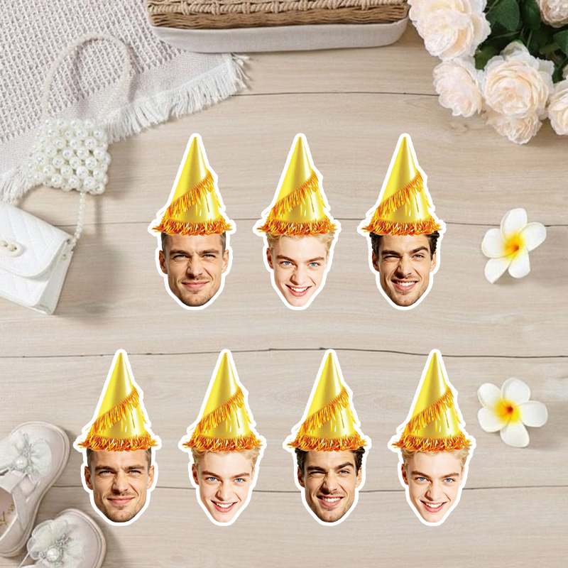 Party Hat Cone - 20/30pcs Personalized Human Face Stickers With