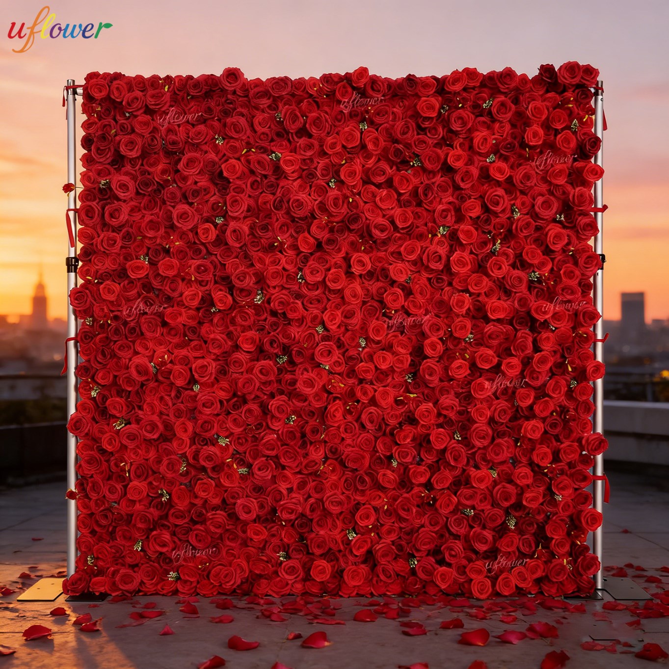 Uflower Red Rose Artificial Fl - đánh giá và giá Flower Wall Panel