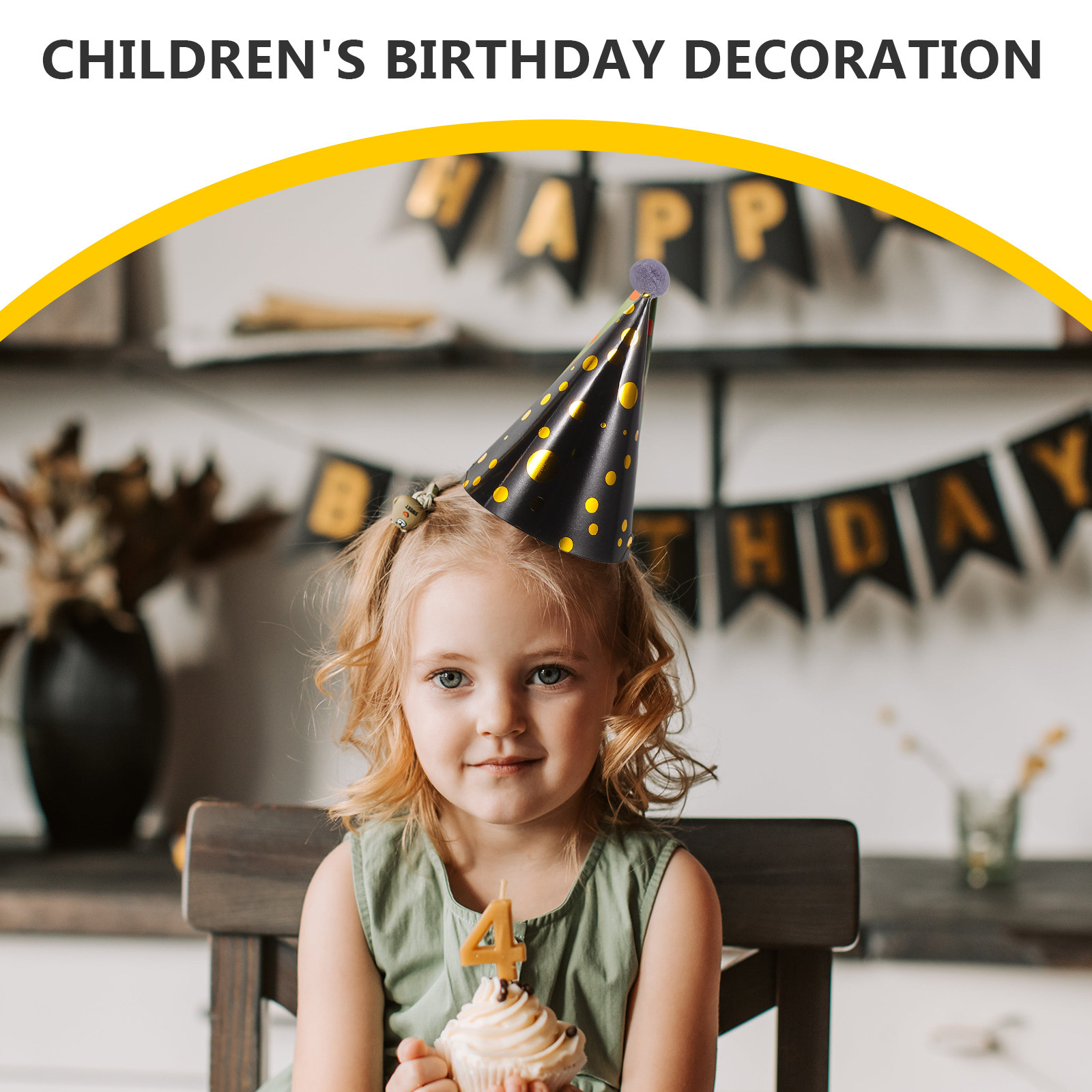 3Pcs Gold Foil Accented Paper  - đánh giá và giá Party Hat Cone
